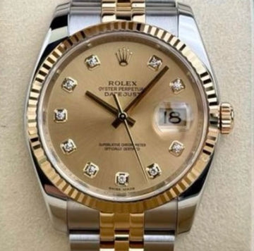 Rolex Datejust Champagne Diamond Dial on Jubilee 116233 Complete 2012