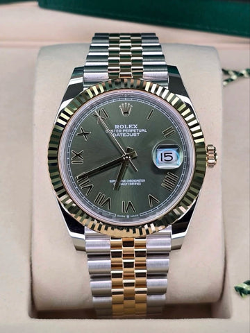 COMING SOON: Rolex Datejust 41 Champagne, Fluted, Oyster Olive Green Dial on Jubilee 126333 Complete 2026
