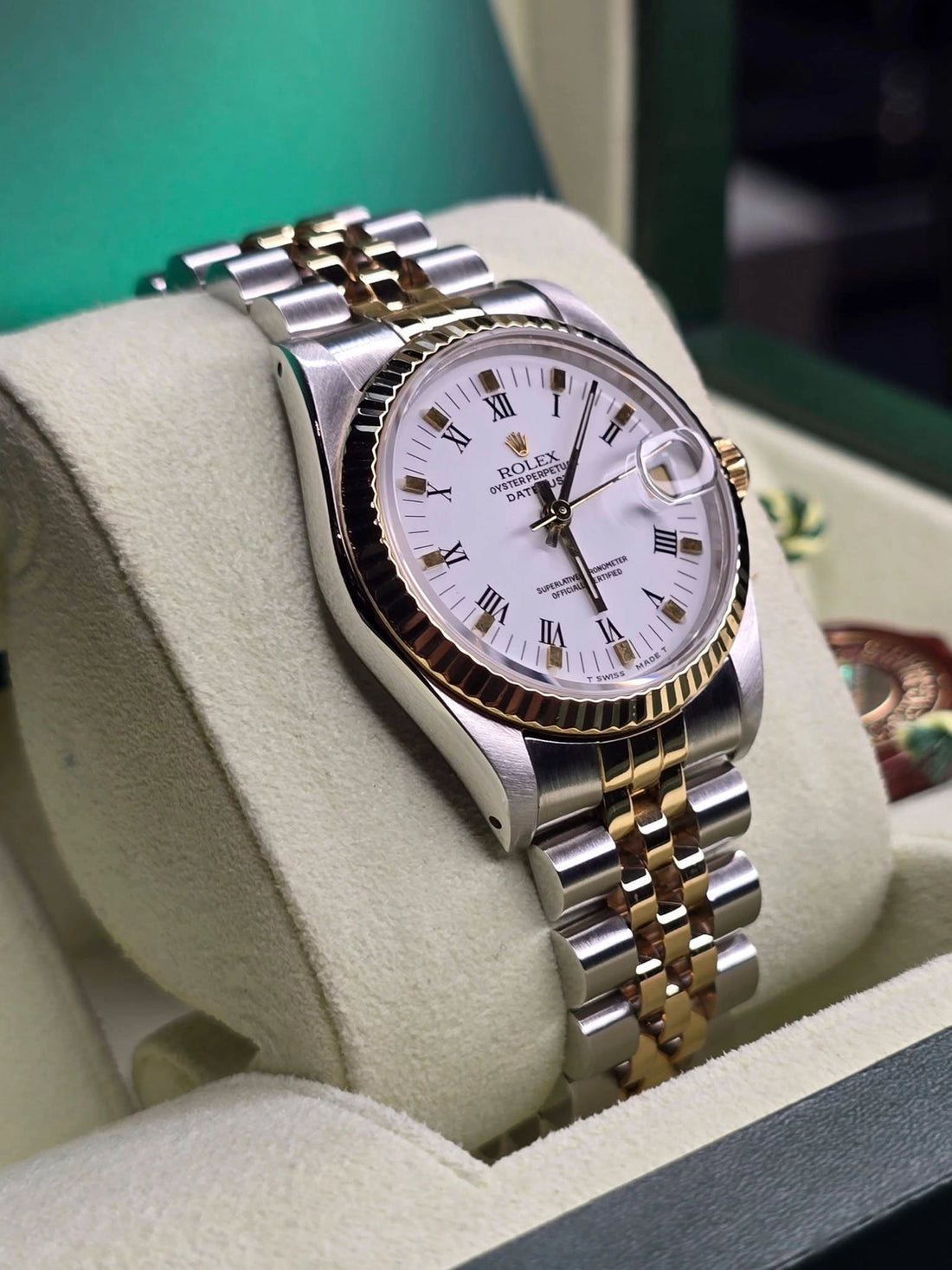 Rolex Datejust White Roman Dial on Jubilee 68273 Complete 1989