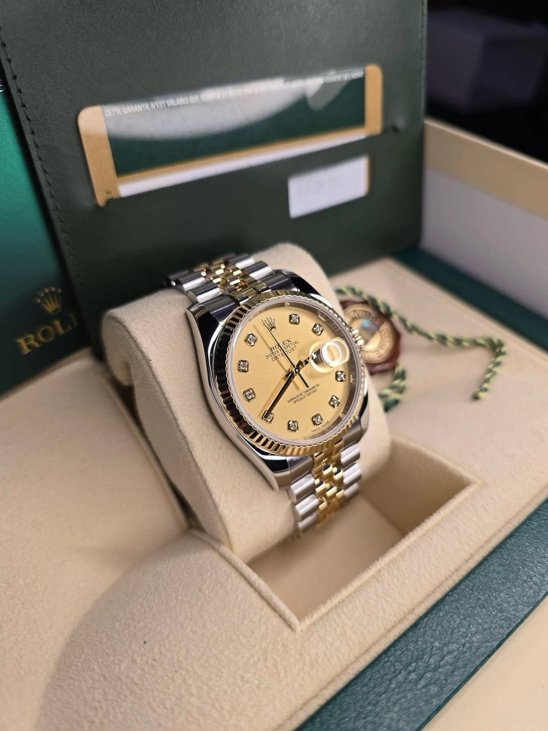 Rolex Datejust Champagne Diamond Dial on Jubilee 116233 Complete 2012