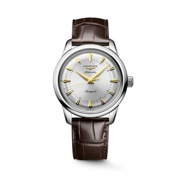 Longines Conquest Heritage Opaline Ivory Dial on Black Alligator L16454754 Complete Open Date