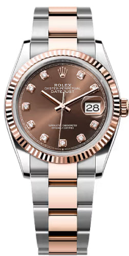Rolex Datejust 36 Oystersteel Everose Gold Chocolate Diamond Set Dial Oyster Bracelet - 126231 - 2026