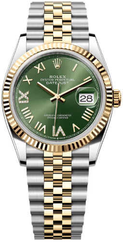 Rolex Datejust 36 Oystersteel And Yellow Gold Olive Green Diamond-Set Dial Jubilee Bracelet - 126233 - 2026