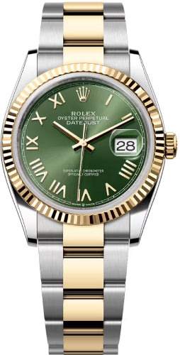 Rolex Datejust 36 Oystersteel And Yellow Gold Olive Green Roman Dial Oyster Bracelet - 126233 - 2026