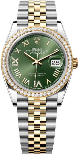 Rolex Datejust 36 Oystersteel Yellow Gold And Diamond Olive Green Diamond-Set Dial Jubilee Bracelet - 126283Rbr - 2026