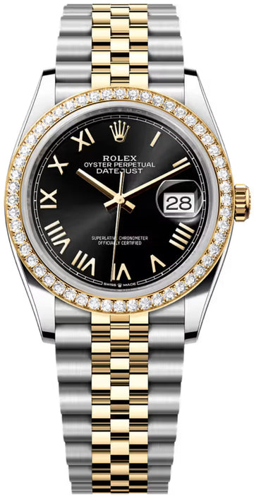 Rolex Datejust 36 Oystersteel Yellow Gold Bright Black Dial Jubilee Bracelet - 126283Rbr - 2026