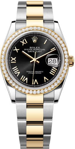Rolex Datejust 36 Oystersteel Yellow Gold And Diamond Black Dial Oyster Bracelet - 126283Rbr - 2026