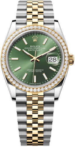 Rolex Datejust 36 Oystersteel Yellow Gold And Diamond Olive Green Dial Jubilee Bracelet - 126283Rbr - 2026