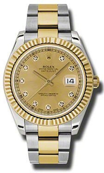Rolex Datejust II Champagne Diamond Dial on Oyster 116333 Complete 2012
