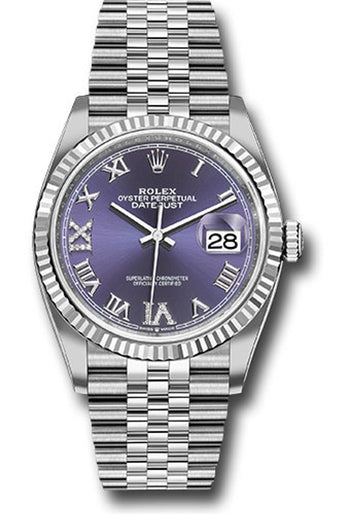 Rolex Datejust 36 Aubergine Purple Diamond Roman Vi And Ix Dial on Jubilee 126234 Complete 2026