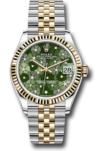 Rolex Datejust 31 Olive Green Floral Motif Diamond 6 Dial on Jubilee 278273 Complete 2025