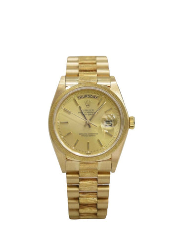 Rolex Day Date 36 Champagne Stick Dial on President Bark 18078
