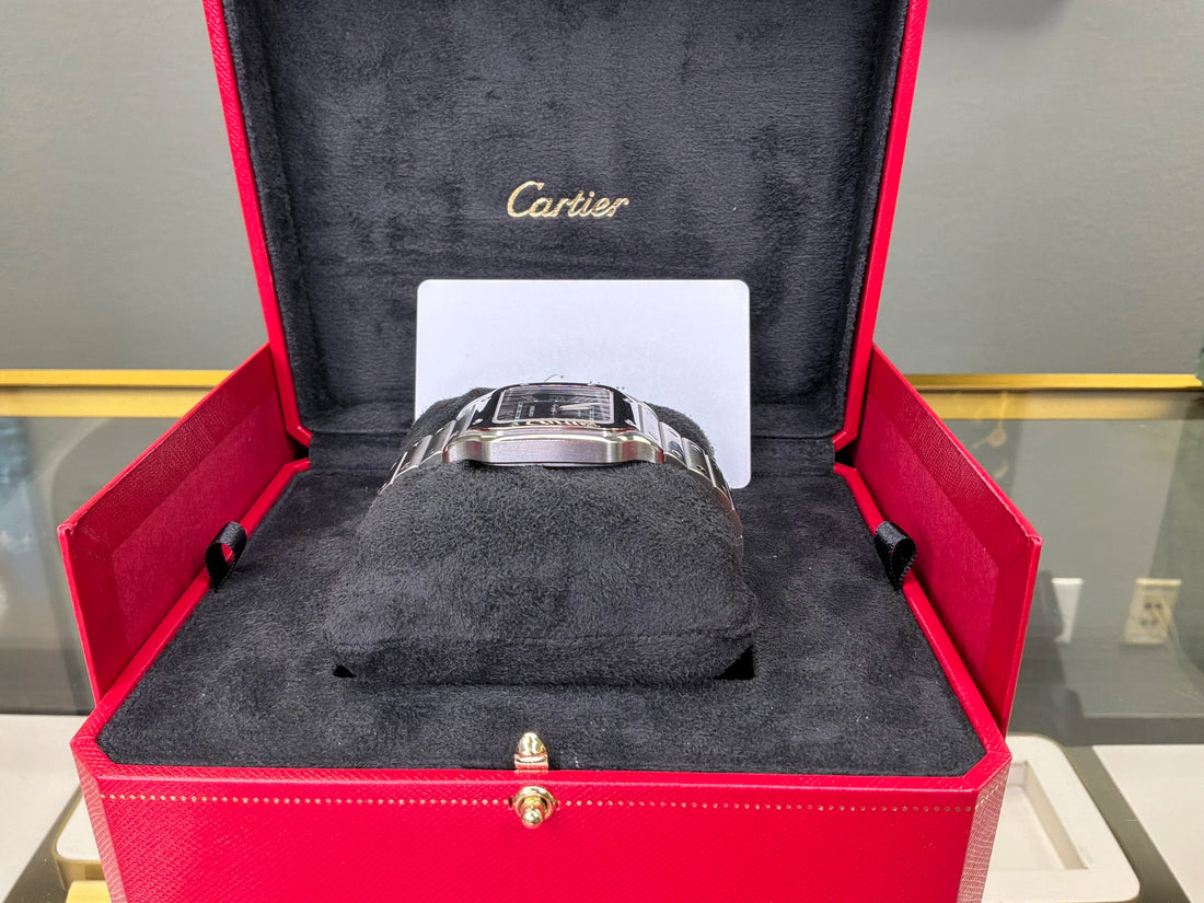 Cartier Santos de Cartier Medium Blue Dial on Bracelet WSSA0063 Complete