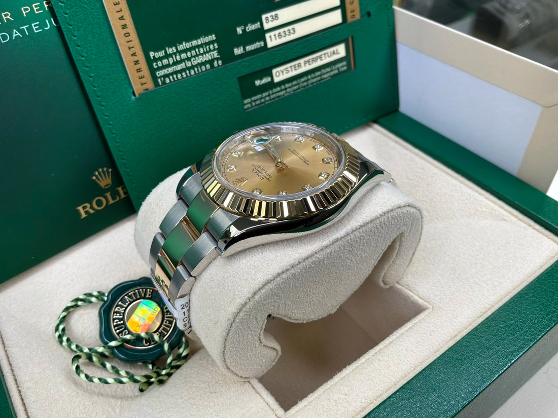Rolex Datejust II Champagne Diamond Dial on Oyster 116333 Complete 2012