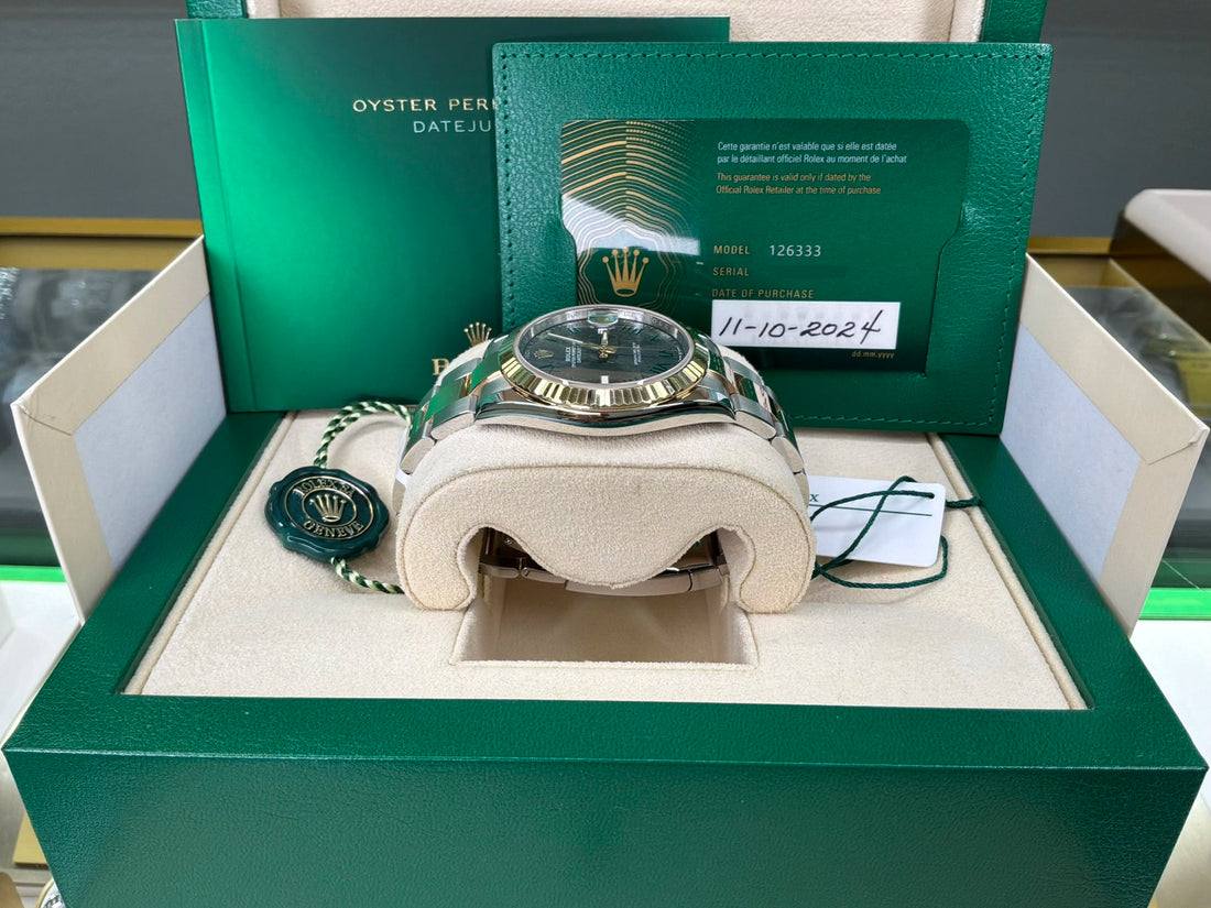 Rolex Datejust 41 Slate Green Roman Dial on Oyster 126333 Complete 2024
