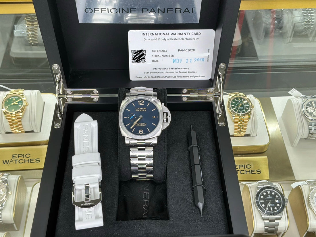 Panerai Luminor Marina Automatic Blue Dial on Steel PAM01028 Complete 2019
