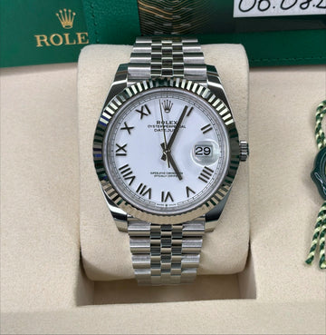 Rolex Datejust 41 White Roman Dial on Jubilee 126334 Complete 2026